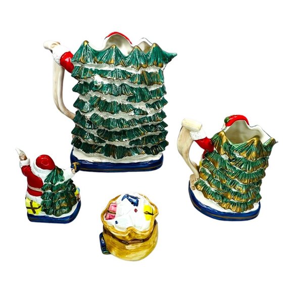 Vintage 1993 OCI Fitz and Floyd Ceramic 58 ox Pitcher, Creamer, Salt and Pepper - Picture 4 of 7